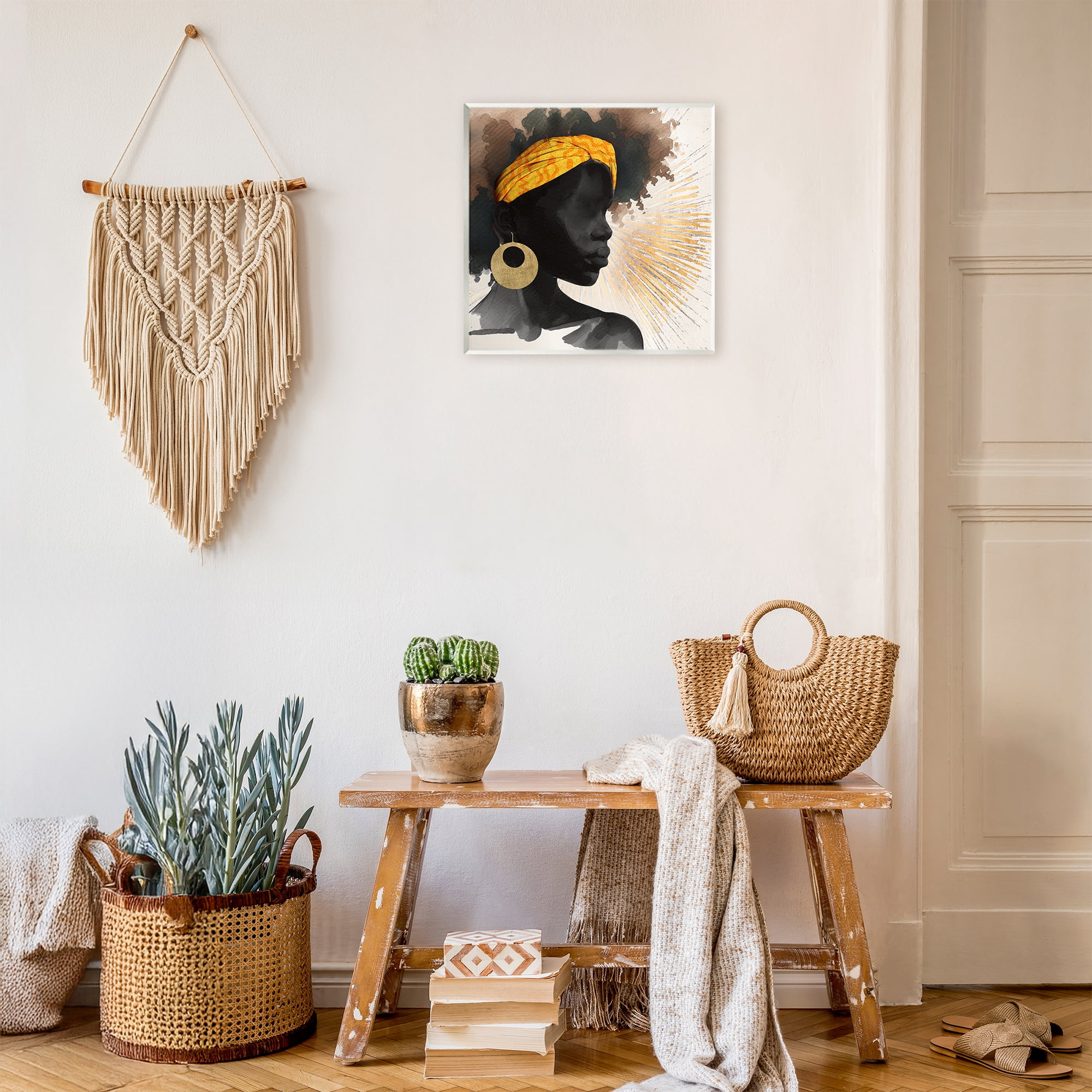 Stupell Industries Sunburst Silhouette with Headwrap Wall Plaque Art, design by CAD Designs