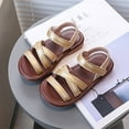 thumbnail image 2 of eileial Girls Gladiator Sandals Cute Open Toe Breathable Summer Shoes with Rubber Sole (Toddler/Little Kid/Big Kid),Gold 10.5, 2 of 6