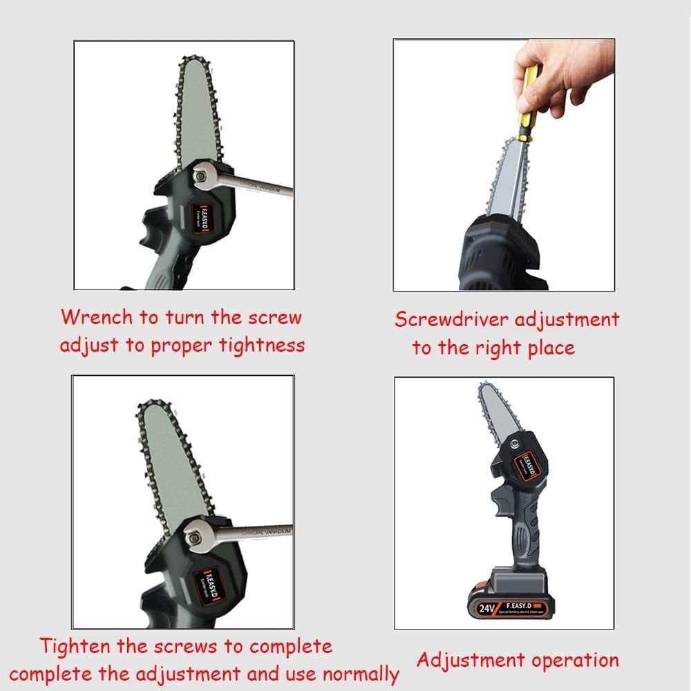 Mini Chainsaw, 4-Inch Electric Chainsaw Handheld Mini Pruning Shears Chainsaw for Tree Trimming Wood Cutting(2 Battery2 Chain)