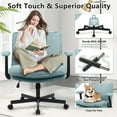 thumbnail image 5 of Criss Cross Desk Chair with Wheels and Flip Arms, Thick Padded Wide Seat Office Chair, Fabric Cross Legged Office Chair for Home Office, Mid Back Swivel Makeup Vanity Chair, 5 of 7