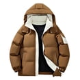 thumbnail image 2 of Zedker Men's Winter Warm Coat Puffer Jacket Fleece Lined Water Repellent Windproof Warm Parka Winter Coat with Hood Brown M, 2 of 7