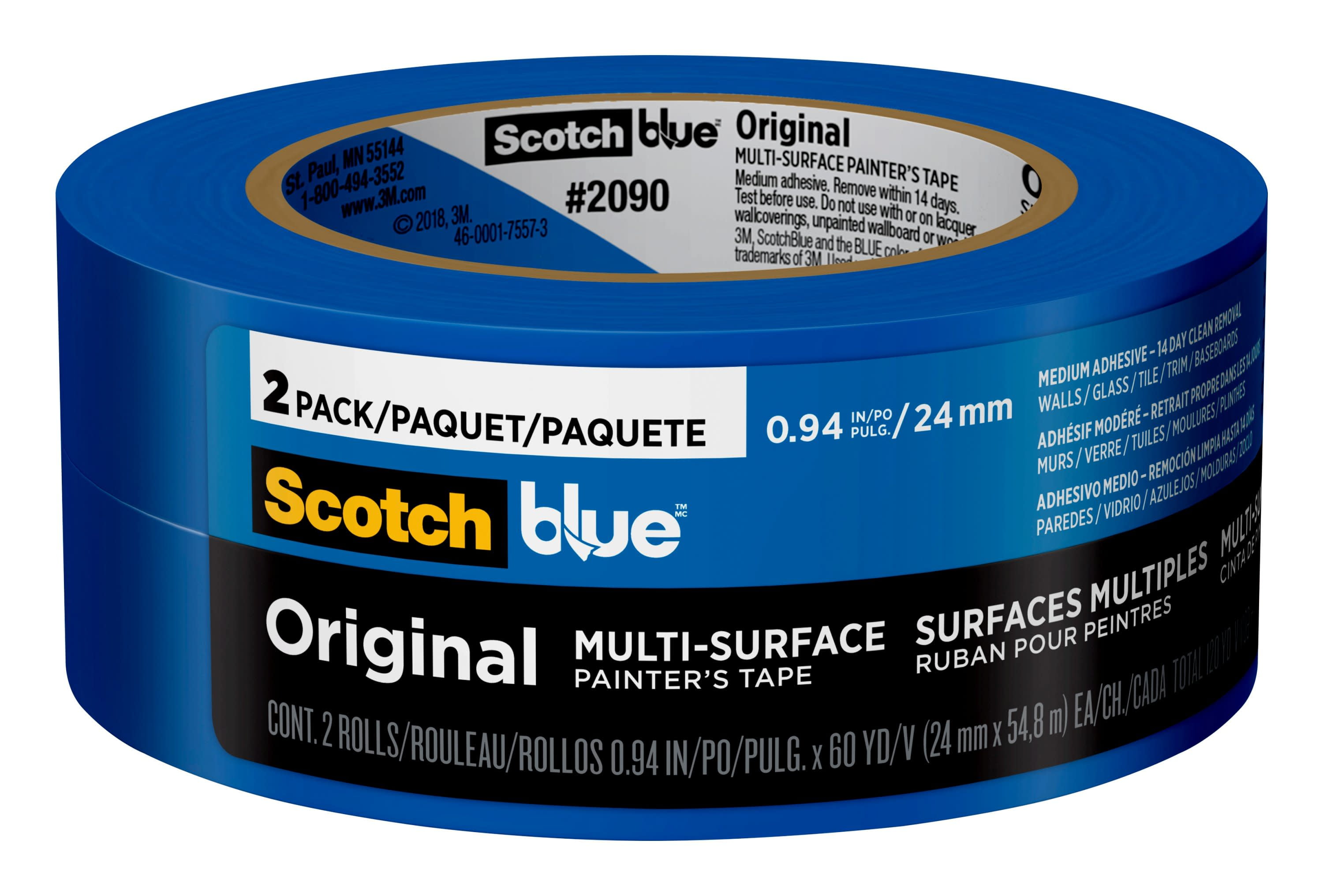 ScotchBlue Original Multi-Surface Painters Tape, Blue, 0.94 inches x 60 yards, 2 Rolls