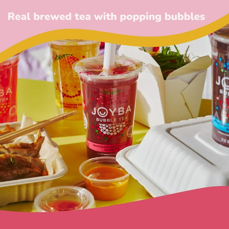 Joyba Raspberry Dragonfruit Black Tea Bubble Tea, 12 fl oz Cup 4pk