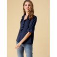 thumbnail image 4 of BluDe ManDe CampaCon Cuello En V Y Volantes PaMujer, BluCampesiDe GaInformal Vintage De Verano Azul marino M, 4 of 6
