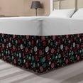 thumbnail image 1 of Floral Bed Skirt, Colorful Silhouettes of Chrysanthemum Flowers and Repeated Polka Dots, Elastic Bedskirt Dust Ruffle Wrap Around for Bedding Decor, 4 Sizes, Charcoal Grey Multicolor, by Ambesonne, 1 of 2