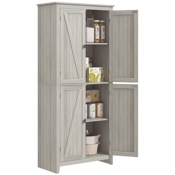 CoSoTower 72" Freestanding Storage Cabinet, Kitchen Pantry Cabinet with Doors and Shelves for Dining Room, Grey