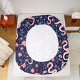 thumbnail image 5 of Homewish Cute Cartoon Snake Full Size Sheets,Kawaii Cherry Blossom Bed Sheets,Deepblue Pink Sheet Sets For Girls Kids,Ultra Soft Home Decor,4-Piece, 5 of 7