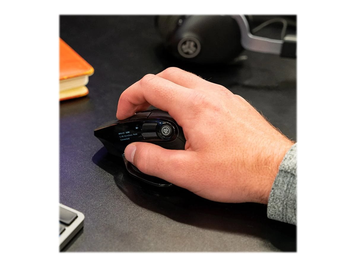 JLab Epic  Mouse, Right-Handed,  Optical, 9 buttons, Wireless - 2.4 GHz, Bluetooth 5.2, USB wireless receiver, Black