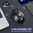 thumbnail image 4 of Wireless Gaming Mouse Bluetooth RGB Rechargeable 2.4G USB Cordless Computer Mice with 7 Color Backlit, 6 Buttons & Silent Click for Laptop, iPad, Mac OS, PC, Windows -Black, 4 of 4