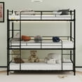 thumbnail image 4 of Twin Over Twin Over Twin Triple Bunk Bed Frame, Heavy Duty Detachable Bunk Beds for 3, Metal 3 Bunk Beds with 2 Ladder & Guardrail for Teens Adults (Black), 4 of 7