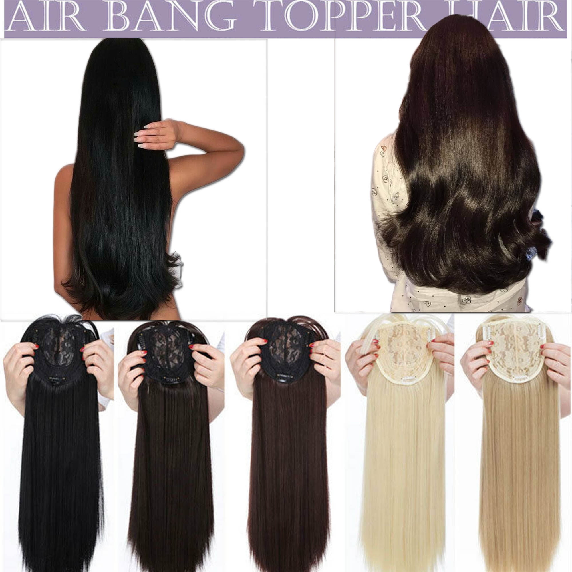 S-noilite 17" Long Straight Hair Topper With Wispy Thin ...