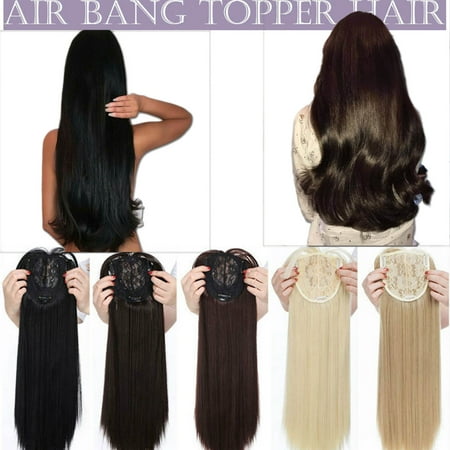 S Noilite 17 Long Straight Hair Topper With Wispy Thin Air Bangs