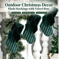 thumbnail image 4 of Dark Green Plush Christmas Stocking with Velvet Bow, Soft Striped Large Xmas Stocking, Fireplace Hanging Decoration for Home Staircase Holiday Decor, 4 of 7
