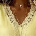 thumbnail image 5 of WCJM Beach Vacation Lace Trim Blouse Women V Neck Short Sleeve 2026 Summer Casual (Yellow,M), 5 of 9