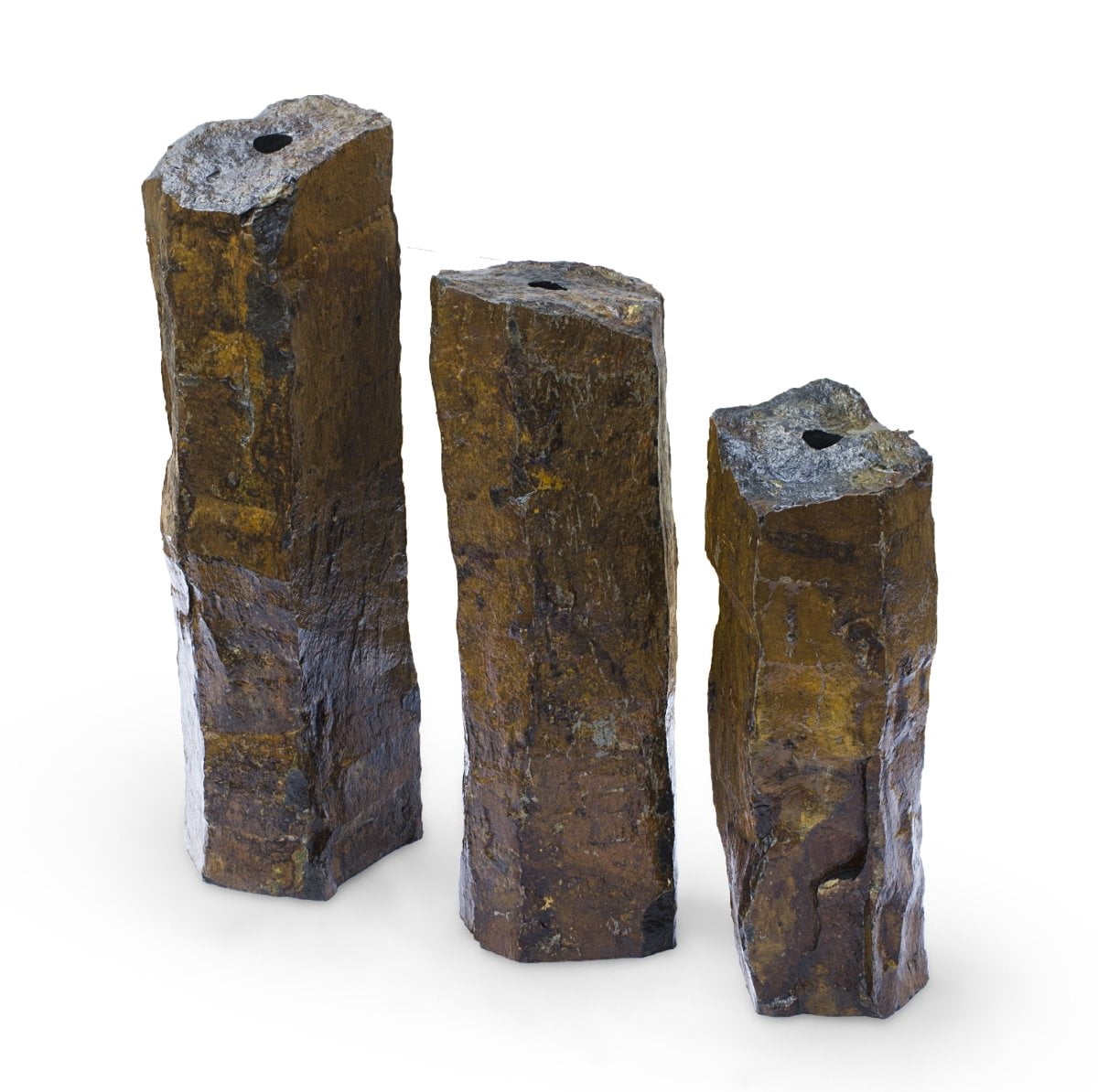 Aquascape Outdoor Fountain Columns, Mongolian Basalt Stone, 24", 30", 36" (3 Pack)