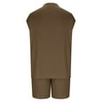 thumbnail image 4 of Stamzod Men Short Sets Outfits 2 Piece Fashion Solid Color Sleeveless Tank Tops and Shorts Casual Loose Plus Size Summer Outfits for Men Brown XXXL, 4 of 6