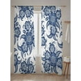 thumbnail image 5 of Sheer Curtains 108 inches Long, Abstract Paisley Pattern Retro Blue Ethnic Flowers Light Filtering Sheer Window Curtains Rod Pocket Voile Drapes for Bedroom Living Room, 52"W x 108"L 2 Panels, 5 of 7