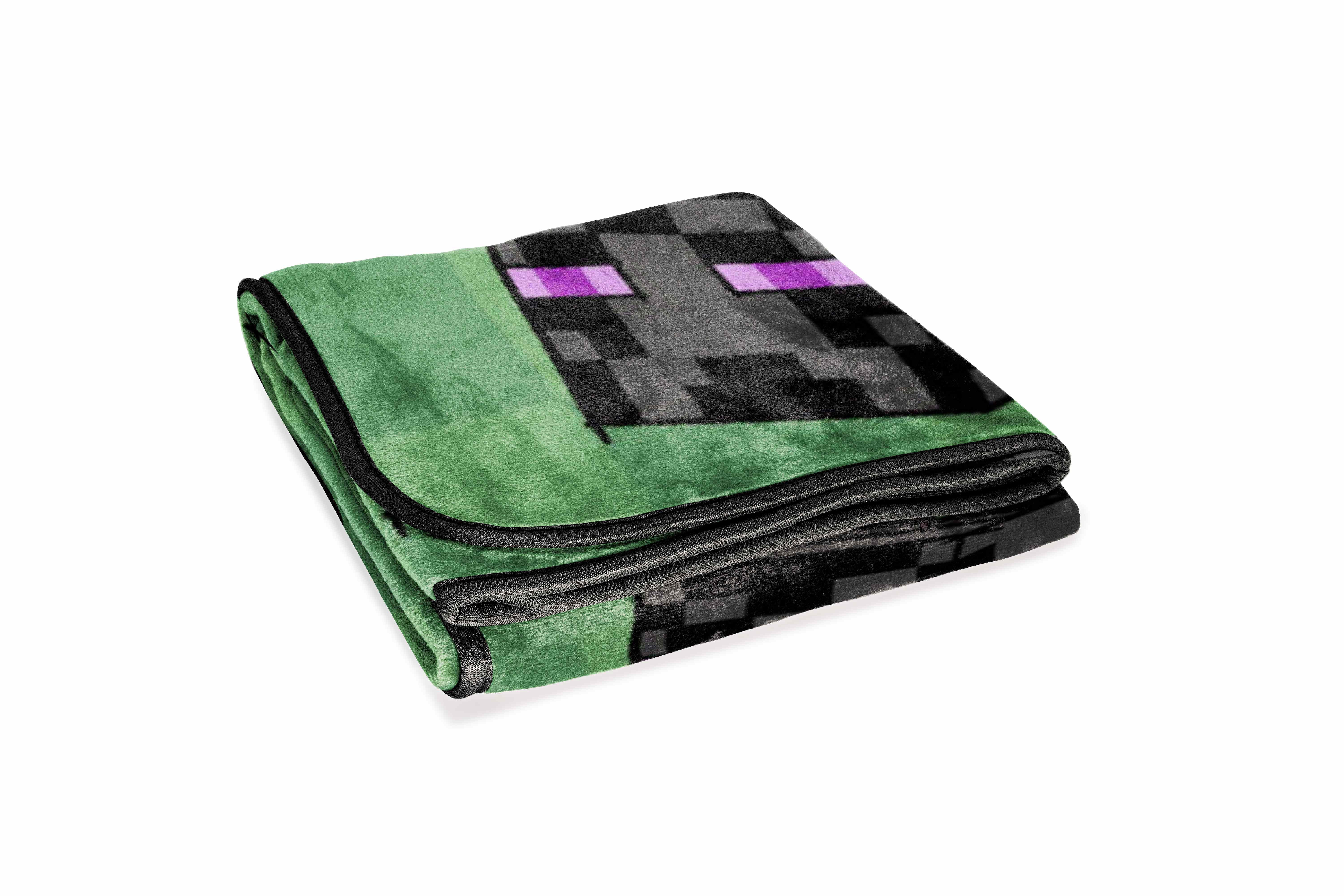 Minecraft Rising Mobs 46" x 60" Coral Fleece Throw Blanket, Polyester, Green, Mojang