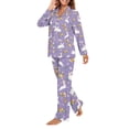 thumbnail image 3 of FOR U DESIGNS Easter Rabbit Button Up Pajamas for Women Long Sleeve Sleepwear Pants and V-neck Tops 2 Piece Size XL Button Nightwear with Pockets for Women Winter, 3 of 7