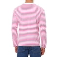 thumbnail image 3 of Camiseta de hombre INSPIRE CHIC de rayas, cuello redondo, de manga larga, top pullover 34 rosa y blanco, 3 of 7