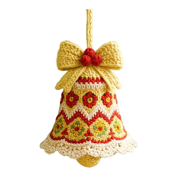 DIY Crochet Christmas Bell Decoration, Hand Knitted Christmas Ornaments, Complete Beginner Craft Kit For Festival Atmosphere Decor