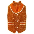 thumbnail image 2 of Doomiva Boys Girls Latin Jazz Modern Dance Vest Sleeveless Sparkly Sequins Waistcoat and Tuxedo Bowtie Orange 14, 2 of 4