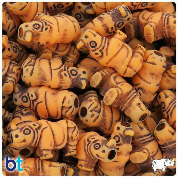 BeadTin Orange Antique 25mm Rhino Pony Beads (24pcs)