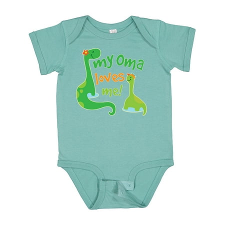 

Inktastic My Oma Loves Me Dinosaur Gift Baby Boy Bodysuit