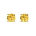 thumbnail image 3 of 1.5 ct Screw-Back Stud Earrings for Women | 6mm Round Cut Simulated Yellow Diamond | 18K Yellow Gold, 3 of 5