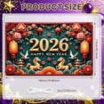 thumbnail image 2 of Red Gold Theme 2026 New Year Banner Floral Pattern Happy New Year Display Lantern Design Golden Horse Lunar New Year Backdrop for New Year Celebration Lunar New Year Party Spring Festival Decoration, 2 of 9