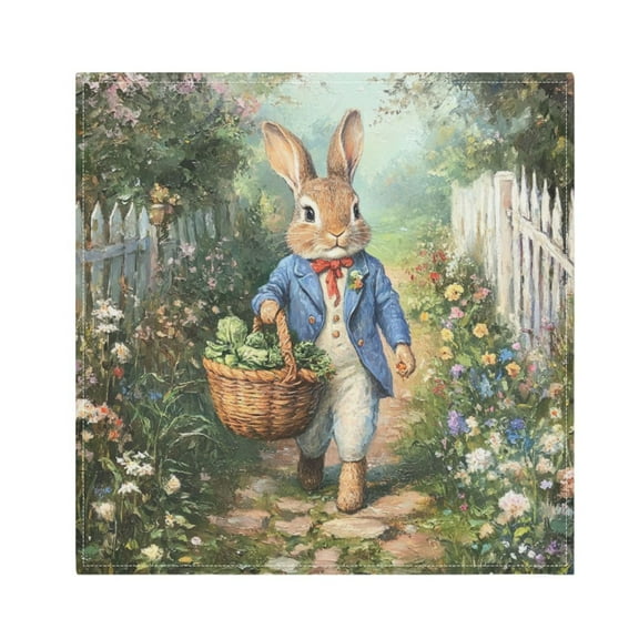 WOBOGO Garden Bunny Cloth Napkins 1 Piece Soft Elegant Touch Durable Absorbent Quick Drying for Elegant Dining