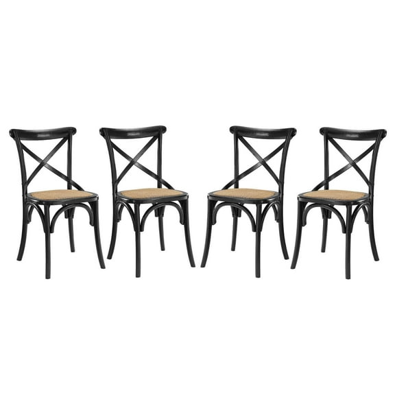 Modern Contemporary Urban Design Dining Kitchen Room Side Chair, Set of Four, Wood, Black