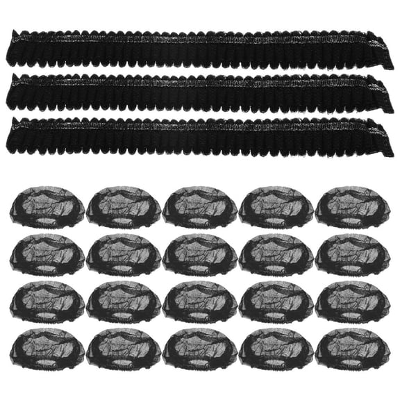 MUSEYA Disposable Hair Nets with Elastic Band for Kitchen Use Black Nonwoven Fabric Size 200Pcs