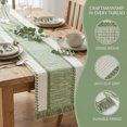 thumbnail image 4 of Table Runner for Kitchen Decor Birthday Decorations, Long Kitchen Runner with Tassel for Kitchen and Dining Table Decoration Green 11.8x63inch, 4 of 6