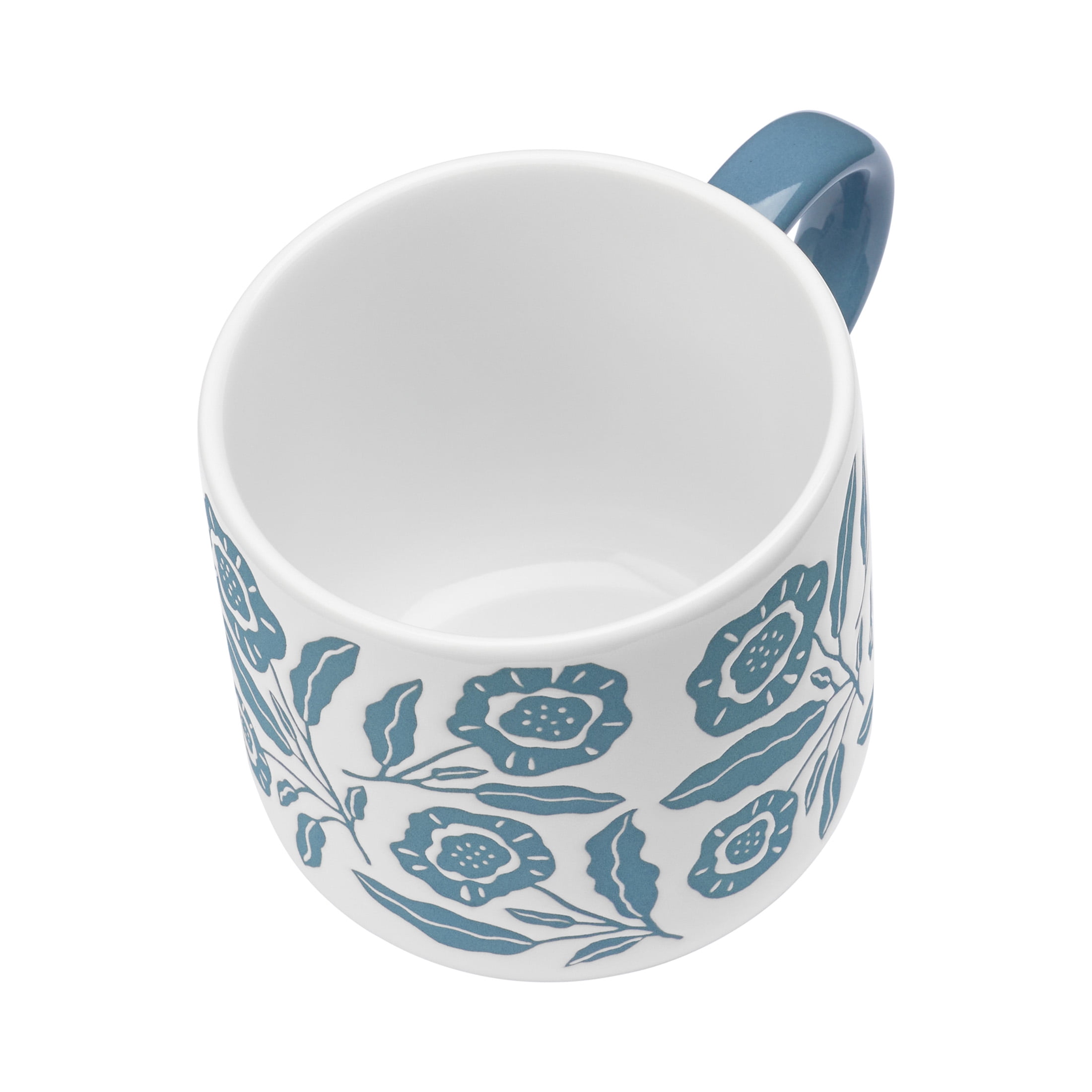 Mainstays 14.2-oz White & Blue Floral Glazed Ceramic Mug