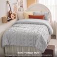 thumbnail image 3 of U by Bedsure Tufted Boho Twin XL Comforter Set, 2 Pieces Farmhouse Shabby Chic Embroidery Gray Bedding Set, Soft Jacquard Comforter for All Seasons, Twin, Oyster Mushroom, 3 of 10