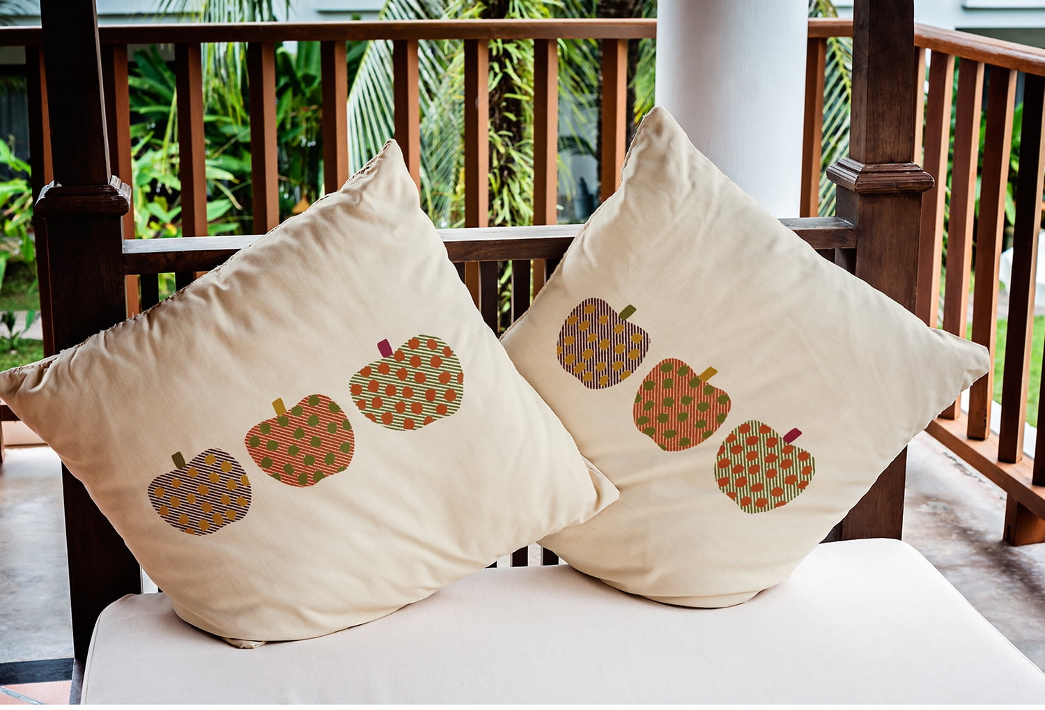 Simply Daisy 20" x 20" Apples Indoor/Outdoor Polyester Throw Pillow, Olive