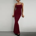 thumbnail image 2 of Siilsaa Women's Sexy Lounge Slip Long Dress Elegant Sleeveless Backless Ribbed Bodycon Maxi Dresses Red,M, 2 of 4