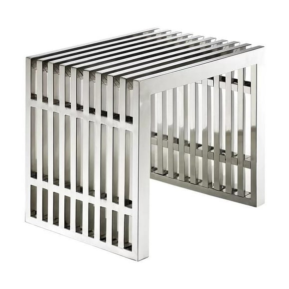 Oaken Small Bench in Chrome, Metal Bench,  Polished Bench in Chrome, Small Metal Bench, Entry Bench, Metal Modern Bench in Polished finish