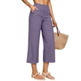 thumbnail image 6 of Women's Pants Cotton Linen Petite Summer Lightweight High Waist Straight Leg Solid Summer Casual Fashion Trousers Pants For Women, 6 of 8