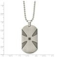 thumbnail image 3 of Chisel Stainless Steel Brushed .03ct Black Diamond Cross Dog Tag 24in Necklace, 3 of 4