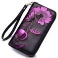 thumbnail image 6 of FUNING Women's RFID Block Leather Floral Zip Around Cell Phone Clutch Wallet, 6 of 16