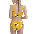 thumbnail image 3 of Picia Cute Bee Butterfly Yelllow Women's High Waisted Bikini Scoop Neck Swimsuit Two Pieces Bathing Suit-Small, 3 of 8
