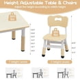 thumbnail image 3 of Kids Table and 4 Chairs Set with Graffiti Desktop, Height Adjustable Toddler Table and Chairs Set, Children Play Table for Reading, Drawing, Playing, Eating, Burlywood, 3 of 9