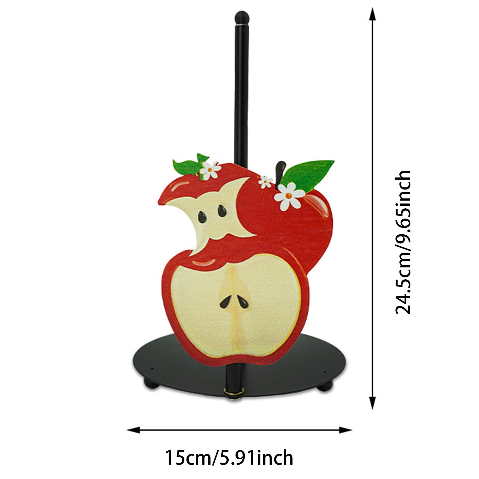 AFACUHX Apple Pattern Metal Paper Towel Holder Cute Countertop Kitchen Decor Farmhouse Large Weighted Tissue Stand for Bathroom Dining (2PC)