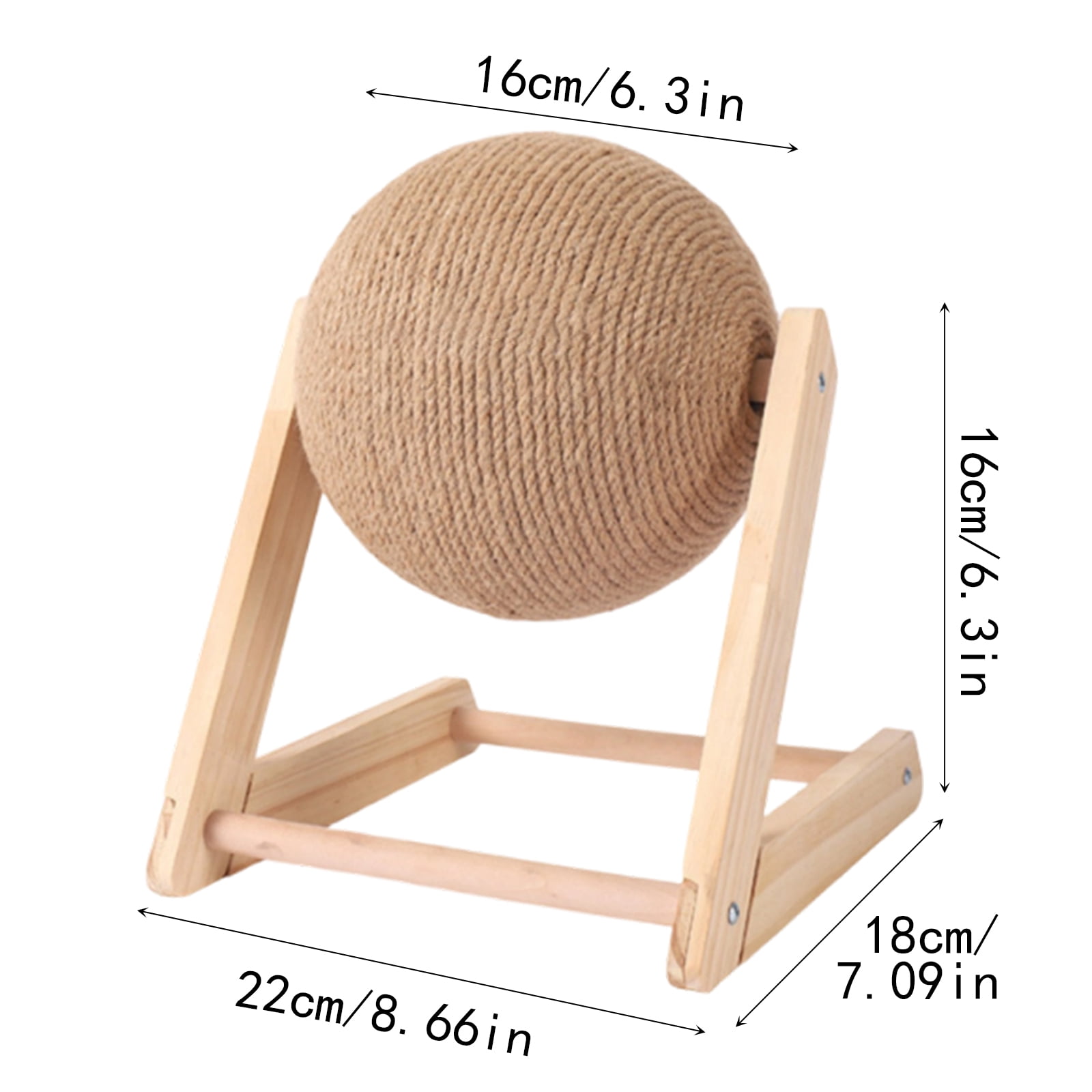 Cat Scratching Ball Natural Sisal Cat Scratcher Toy with Catnip Interactive Solid Wood Scratcher Ball Cat Scratch Post with Rotatable Ball for Indoor Cats and Kitten,E