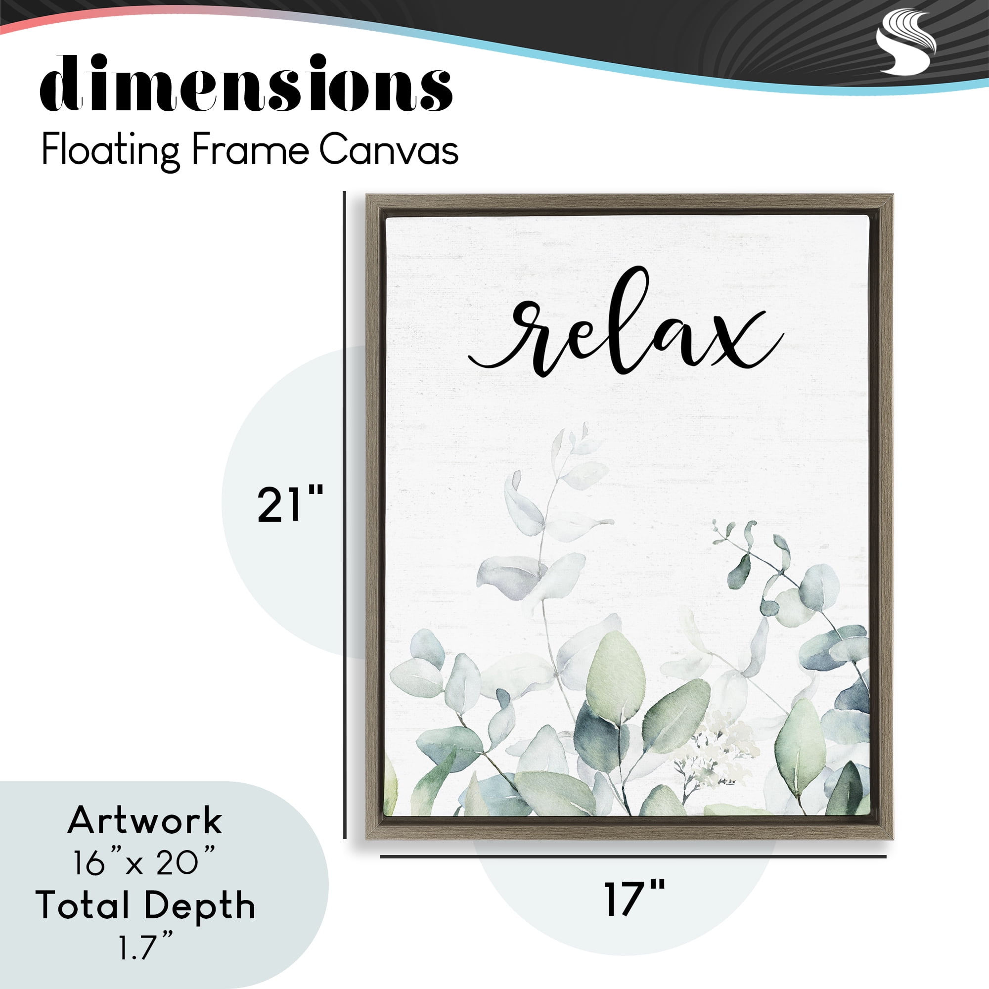 Relax Leafy Herbs Brown Framed Floater Canvas Wall Art, design by Lettered and Lined