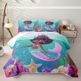 thumbnail image 2 of Erosebridal Cute Mermaid Twin Quilt Set,Coral Underwater Art Twin Coverlet Set For Girls,2 Pieces, 2 of 7