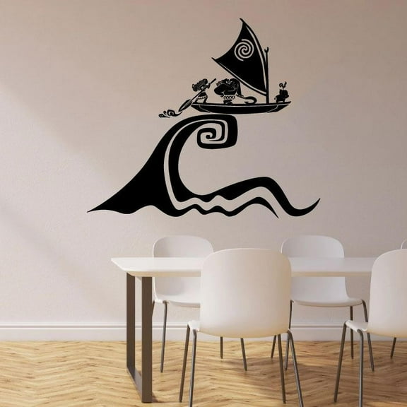Moana Maui And Rooster Hei Hei Disney Vinyl Wall Art Sticker Decal Moana Disney Themed Wall Sticker For Girls Boy Kid Room Design Bedroom Nursery Kindergarten House Decoration Size (20x20 inch)