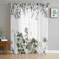 thumbnail image 3 of Sheer Curtains 72 inches Long, Green and Grey Eucalyptus Leaves Watercolor Light Filtering Sheer Window Curtains Rod Pocket Voile Drapes for Bedroom Living Room, 52"W x 72"L 2 Panels, 3 of 7